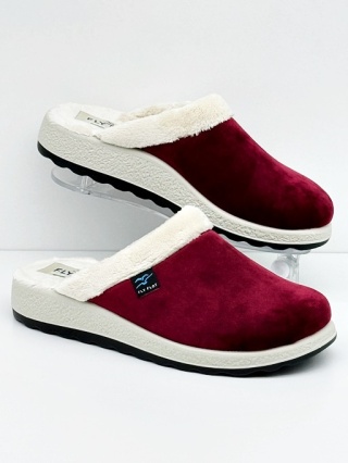 Kapcie Fly Flot 51X20PM bordowe, aksamit, tęgość G