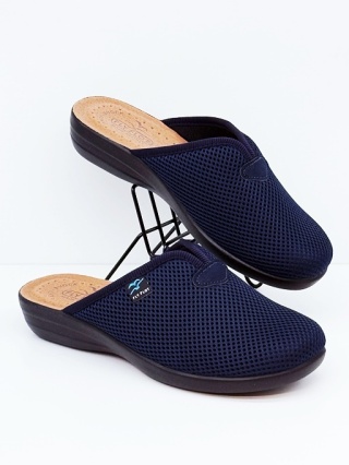 Kapcie Fly Flot P3Y64FE-L granatowe tekstylne klapki damskie, tęgość H