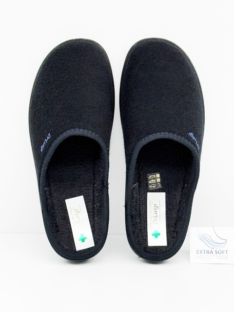 Damskie kapcie zdrowotne Dr Luigi PU-01-90-01-90-TF czarne bawełniane (frotte), tęgość H