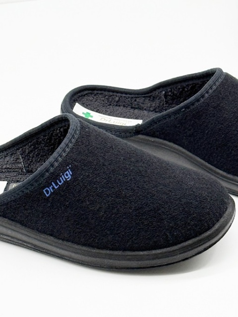 Damskie kapcie zdrowotne Dr Luigi PU-01-90-01-90-TF czarne bawełniane (frotte), tęgość H