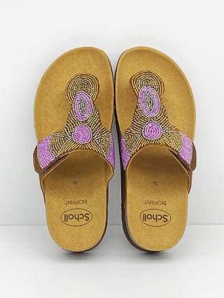 Klapki Scholl Tanisha F31328 1011 brązowe multi, tęgość F-G-H