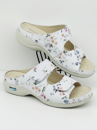 Klapki damskie Nursing Care VIENA WG8F1 Flowers, średnia tęgość G-H