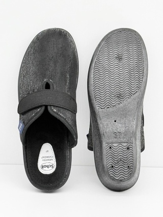 Klapki haluksowe Scholl Elsa Straps F31786 wygodne zarne klapki, tęgość G-H