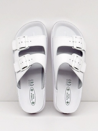 Klapki męskie medyczne profilowane Sanital Flex BIRKE 51U białe, tęgość F-G-H