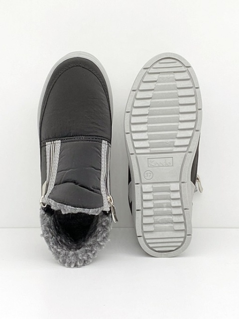 Kredo 2086 czarne śniegowce damskie, boczne zamki, tęgość H