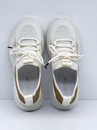 Loretta Vitale W4301 biało beżowe buty damskie sportowe, tęgość F-G (mała)