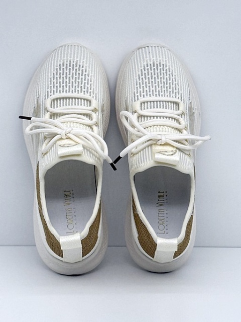 Loretta Vitale W4301 biało beżowe buty damskie sportowe, tęgość F-G (mała)