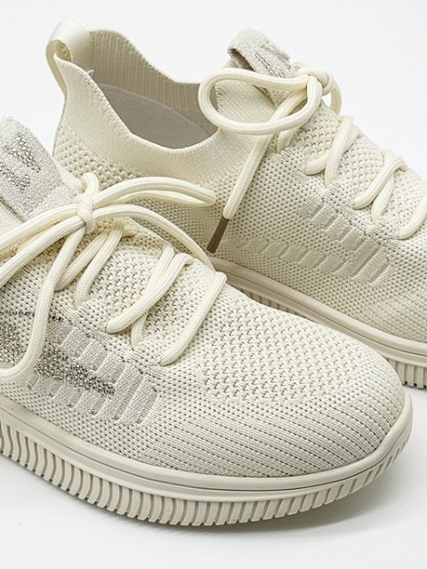 Loretta Vitale W4302 biało beżowe buty damskie sportowe, tęgość F-G (mała)