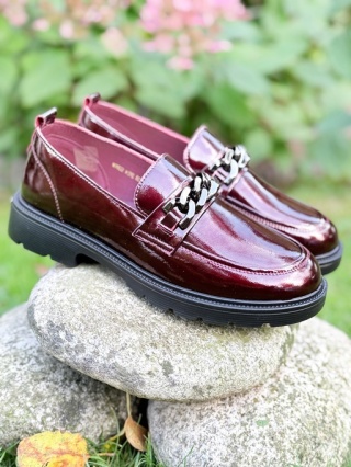 Loretta Vitale W9922 bordowe skórzane mokasyny damskie, tęgość G