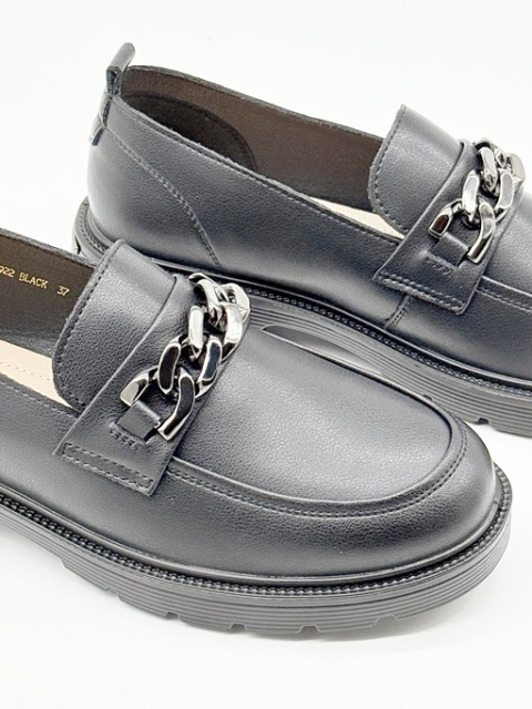 Mokasyny damskie skórzane Loretta Vitale W9922 czarne, tęgość G