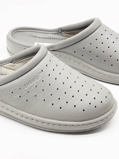 Klapki zdrowotne damskie Dr Luigi PU-01-85-11-85-KS szare (skórzane), tęgość H