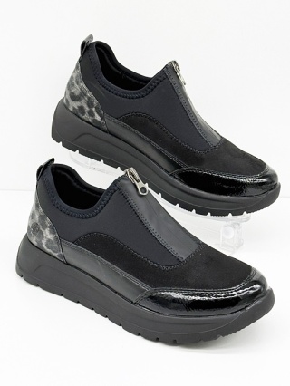 Remonte D2V01-04 czarne sneakersy z zamkiem, tęgość G1/2