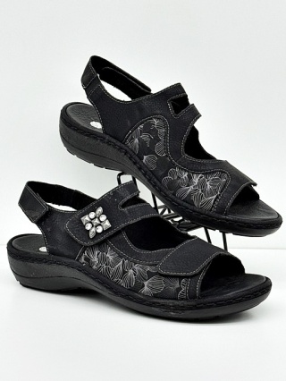 Remonte D7647-01czarne sandały na haluksy damskie, regulowana tęgość G-H