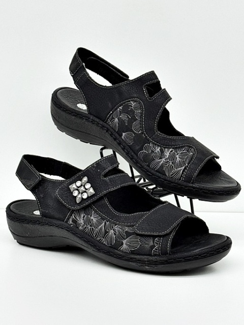 Remonte D7647-01czarne sandały na haluksy damskie, regulowana tęgość G-H