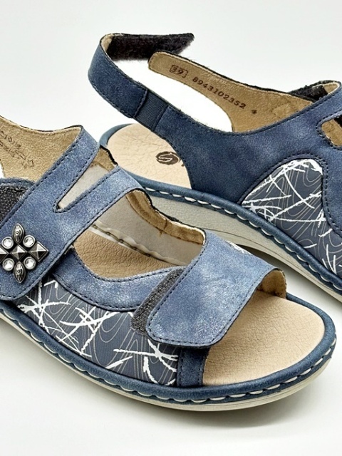 Remonte D7647-16 niebieskie sandały na haluksy damskie, tęgość G-H