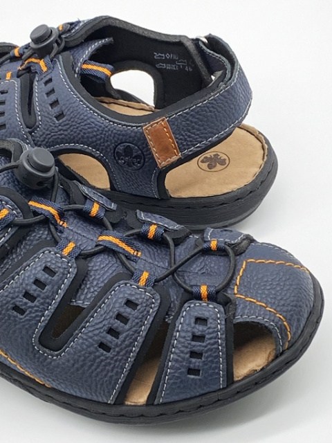 Rieker 22021-14 granatowe męskie sandały zakrywające palce, tęgość H-J-K