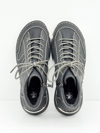 Rieker 45906-00 czarne jesienno-zimowe trzewiki damskie, tegość G 1/2