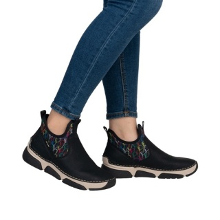 Buty damskie Rieker 45957-00 czarne półtrzewiki, tęgość H