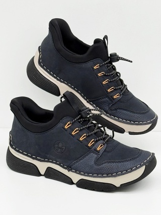 Rieker 45963-14 granatowe, damskie półbuty jesienne Ready2Go, tęgość G 1/2