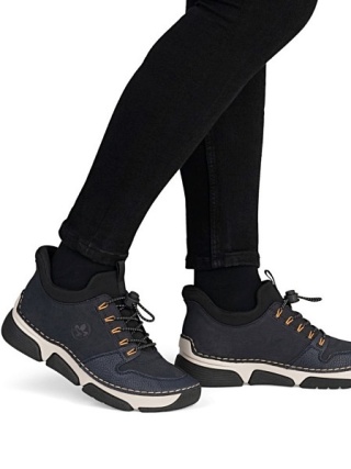 Rieker 45963-14 granatowe, damskie półbuty jesienne Ready2Go, tęgość G 1/2