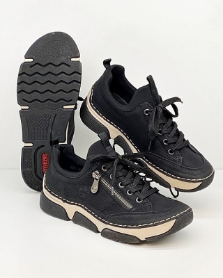 Rieker 45973-00 czarne półbuty damskie, średnia tęgość G 1/2