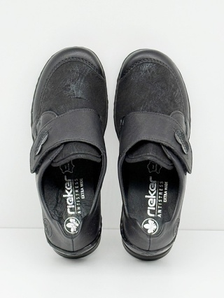 Rieker 48954-00 czarne damskie półbuty, Extra Weite = tęgość H