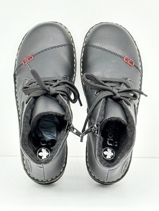 Rieker 73301-00 czarne skórzane trzewiki, tęgość G