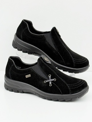 Rieker L7171-00 czarne damskie półbuty wsuwane, membrana RiekerTEX, średnia tęgość G