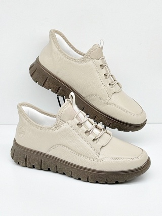 Rieker N1357-60 beżowe skórzane półbuty damskie, tęgość H