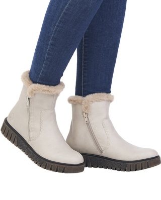 Jesienne botki Rieker Y3481-60 beżowe na zamek, średnia tęgość G