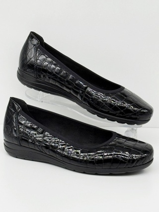 Rieker baleriny damskie L9350-01 czarne, tęgość G 1/2, stopa normalna