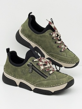 Rieker buty damskie 45973-54 oliwkowe, średnia tęgość G 1/2