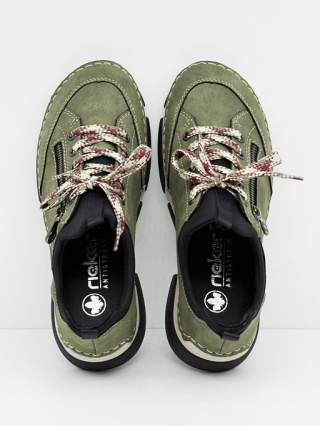 Rieker buty damskie 45973-54 oliwkowe, średnia tęgość G 1/2