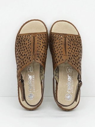 Rieker sandały damskie 65985-25 brązowe, tęgość G