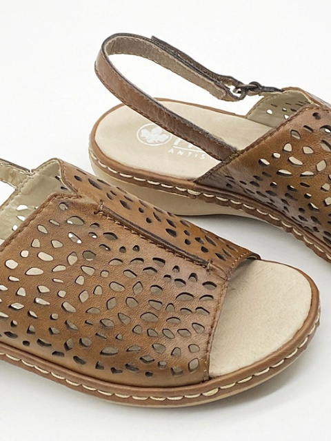 Rieker sandały damskie 65985-25 brązowe, tęgość G