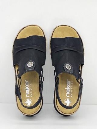 Sandały RIEKER V7972-00 czarne na platformie, tęgość G