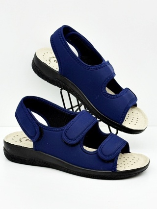 Sandały damskie Comfooty Sara granatowe ze streczu, regulowane F-G-H