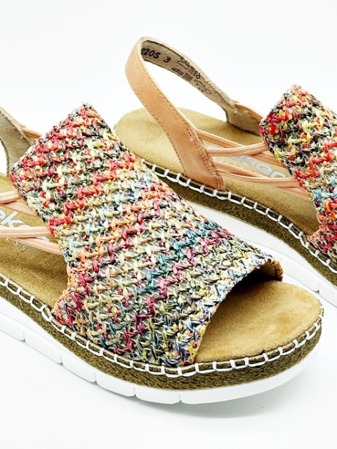 Sandały damskie koturn Rieker V1241-90 multikolor, średnia tęgość G