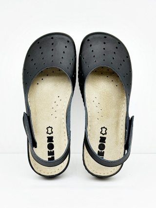 Sandały damskie skórzane Leon 967 czarne, tęgość K