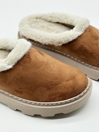 Sanital Flex 8650-1 brązowe kapcie z futerkiem damskie, tęgość G 1/2