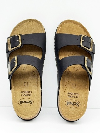 Scholl Bora Malaren F31899 1004 czarne szerokie klapki damskie, tęgość H