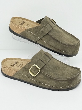 Scholl Bora Moccasin MF31715 1020 dark green, szerokie klapki damskie, tęgość H