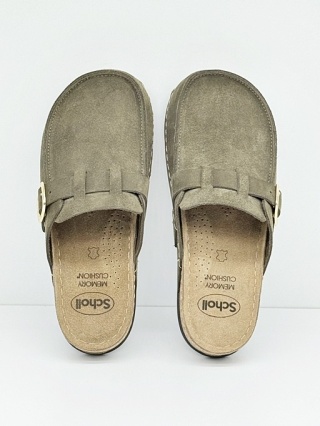 Scholl Bora Moccasin MF31715 1020 dark green, szerokie klapki damskie, tęgość H