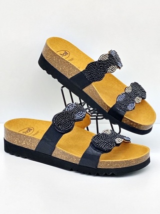 Scholl Palmilla 2 Straps MF32016 1004 czarne klapki regulowane na podbiciu F-G-H