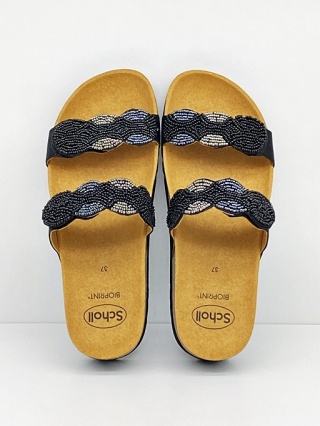 Scholl Palmilla 2 Straps MF32016 1004 czarne klapki regulowane na podbiciu F-G-H