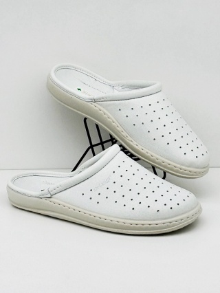 Zdrowotne klapki medyczne damskie Dr Luigi PU-01-01-11-01-KS białe (skórzane), tęgość H