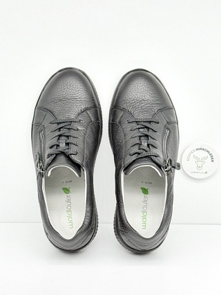 Waldlaufer K-Ira Hirsch 634002 199 001 czarne szerokie półbuty damskie, tęgość K