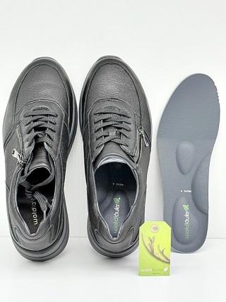 Waldlaufer K-Luana Hirsch 669002 199 001 czarne skórzane sneakersy damskie, tęgość K