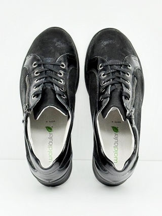 Waldlaufer M-Sarah 807001 302 001 czarne półbuty damskie, duża tęgość M