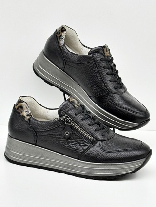 Waldlaufer czarne półbuty damskie 758009 203 642 H-Lana Hirsch, tęgość H-J